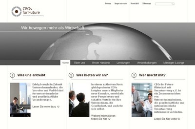 CEOs for Future - Wirtschaft mit Verantwortung Screenshot der Seite http://ceos-for-future.de/