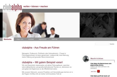 clubalpha - Aus Freude am Führen Screenshot der Seite http://clubalpha.net/de/