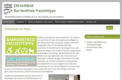 Erfahrbar - Barrierefreie Freizeittipps rund um Reutlingen screenshot von erfahrbar-rt.de
