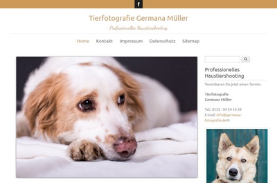 Tierfotografie Germana Müller, Professionelles Haustiershooting Screenshot von http://germana-fotografie.de/