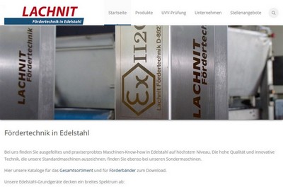 Fördertechnik in Edelstahl Screenshot von http://www.lachnit-foerdertechnik.de/